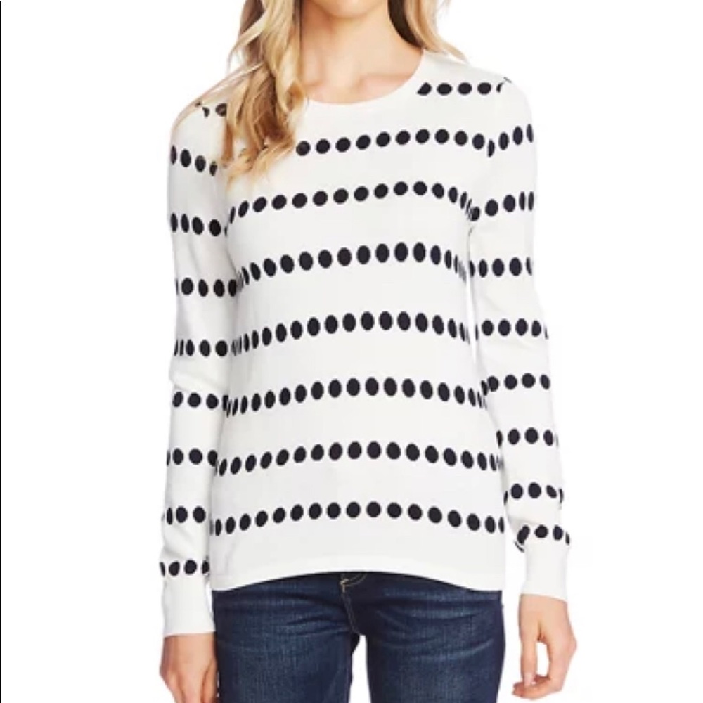 Vince Camuto Women's Dot Jacquard Crew Neck Sweater